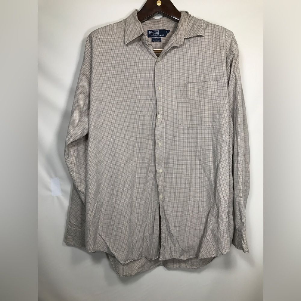Polo Ralph Lauren Marlowe Mens Brown Long Sleeve Button Dress Shirt size XL